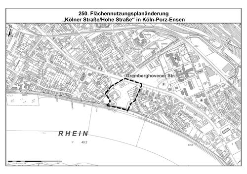 Kölner Straße / Hohe Straße in Köln-Porz-Ensen, 250. Änderung des Flächennutzungsplans